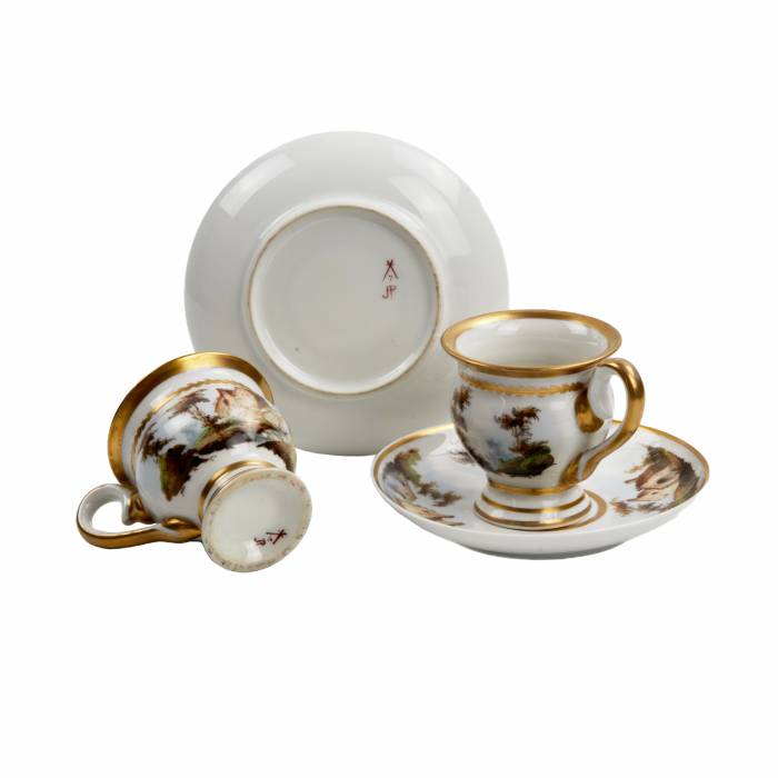 Service tête-à-tête en porcelaine française, XIXe siècle. 