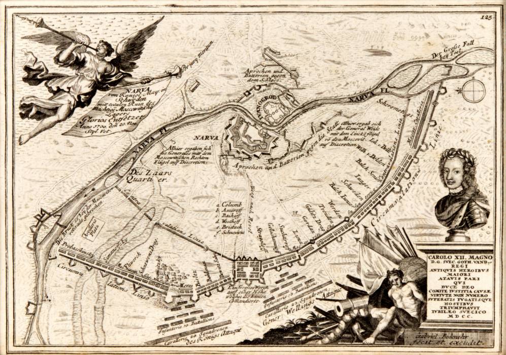 Plan of Narva and Ivangorod during the Northern War. Charles XII. 