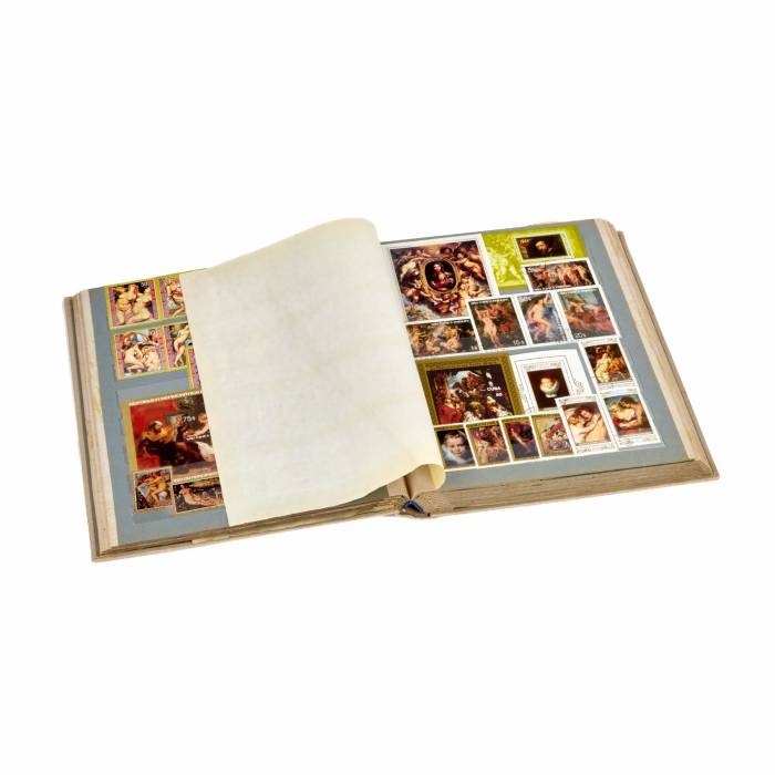Album with a collection of postage stamps on the theme Art.