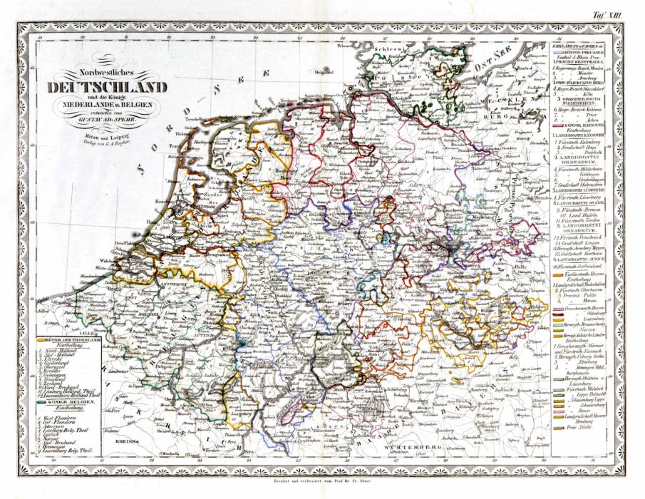 Vācijas 1845. gada pasaules karšu atlants Die Karten. 