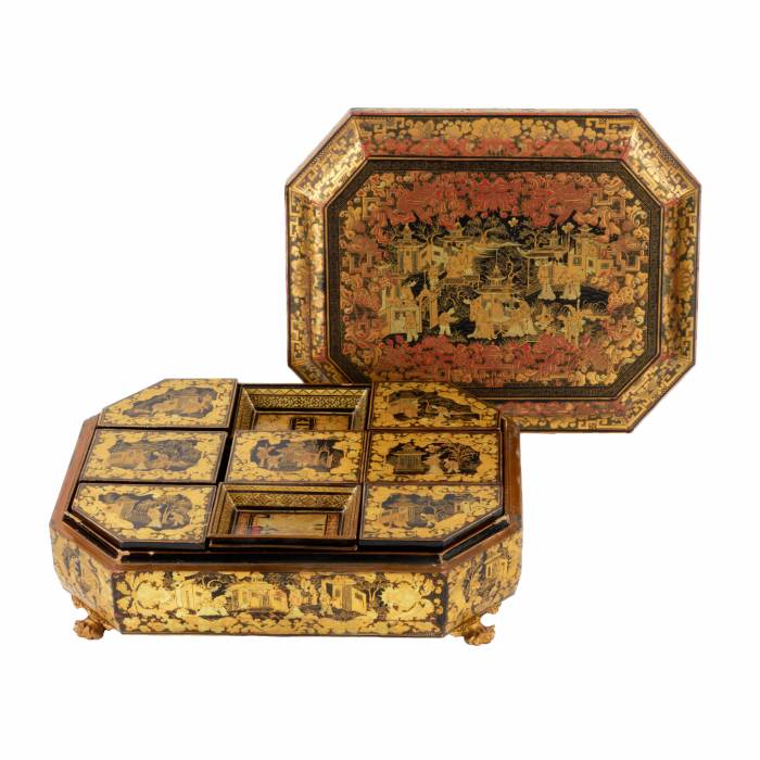 Chinese lacquer box for board games. 19th century. 