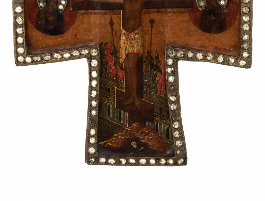 Lantique Crucifixion du Sauveur - Calvaire avec ceux à venir. Russie. Fin XVIIe - debut XVIIIe siècles 