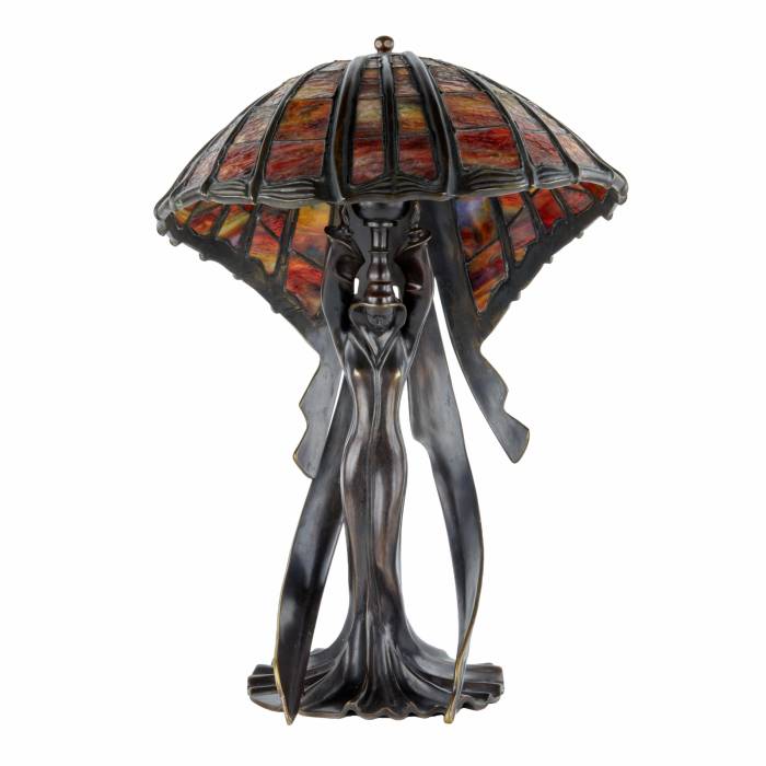 Flying Lady table lamp after Peter Behrens. 