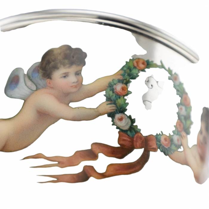 Silver coaster with painting by Khlebnikov`s workshop.1878 