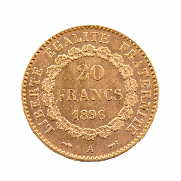 Gold coin, France, 20 francs 1896 