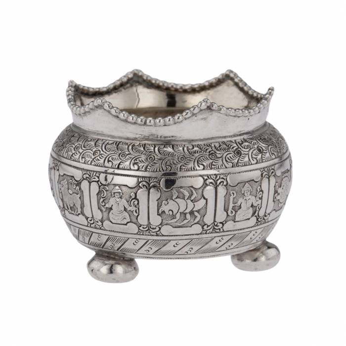 Set of 6 silver, English chinoiserie salt shakers. London. 1876 