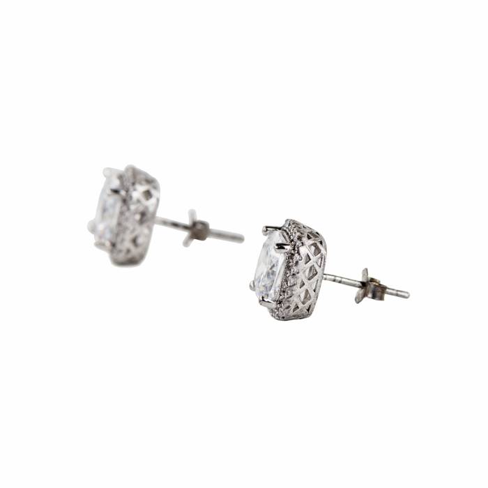 Silver earrings with white Swarovski stones.