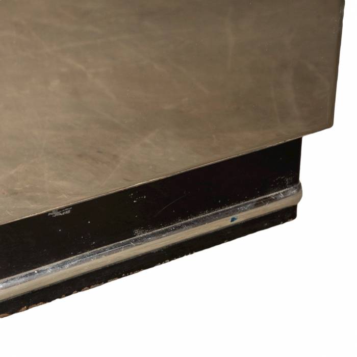 Unusual medical table and cabinet in polished metal from BAISCH. 