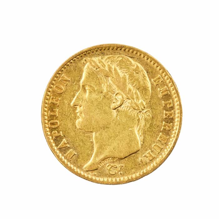 Pièce d`or de 20 francs de 1809. 