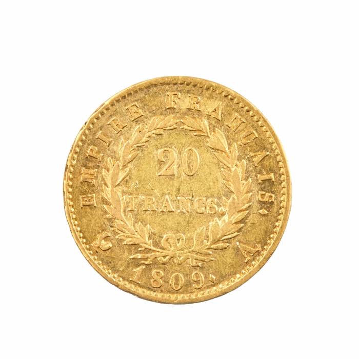 Pièce d`or de 20 francs de 1809. 