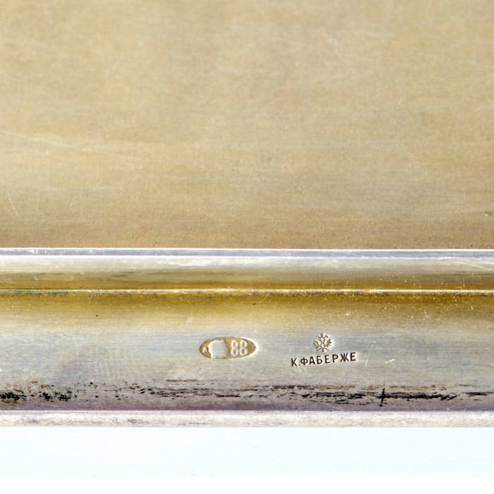 K. Faberge. Silver box with enamel panel: Seeing off the guests. Moscow. 1908-1917 
