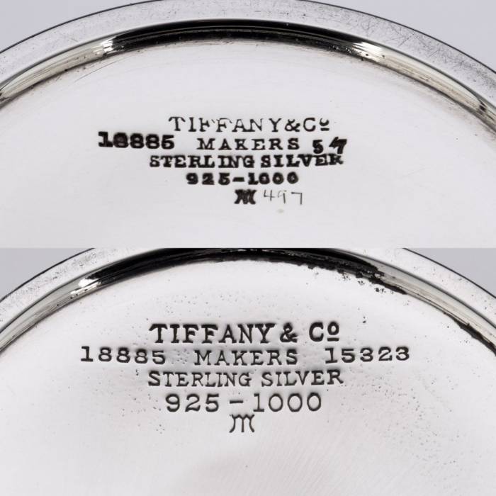 Tiffany & Co sudraba komplekts ar 12 kokteiļu glāzēm no 20. gadsimta 20. gadiem. 
