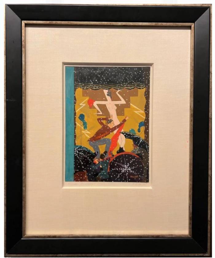 Aquarelle "Cirque". Dans le style de l`aviliste Karl Hermann Haupt. 