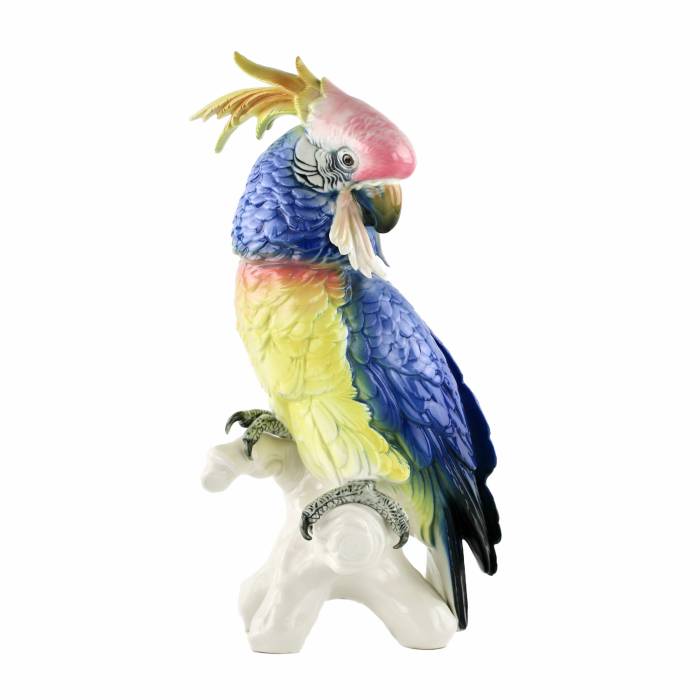 Large, porcelain parrot by Carl Eins. 