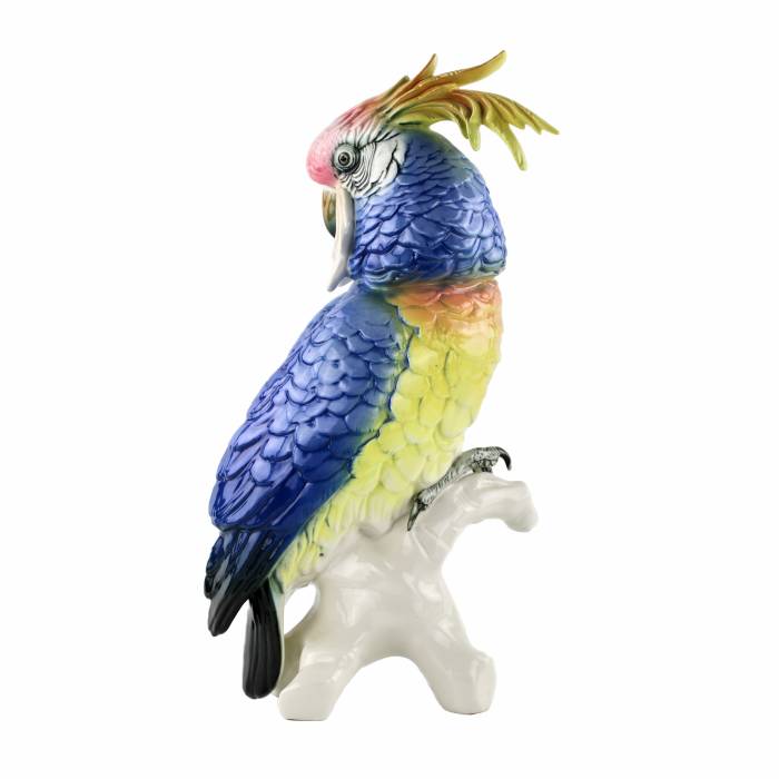 Large, porcelain parrot by Carl Eins. 