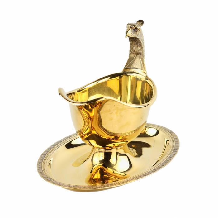 Christofle. Gilded metal gravy boat from the MalmIaison series 