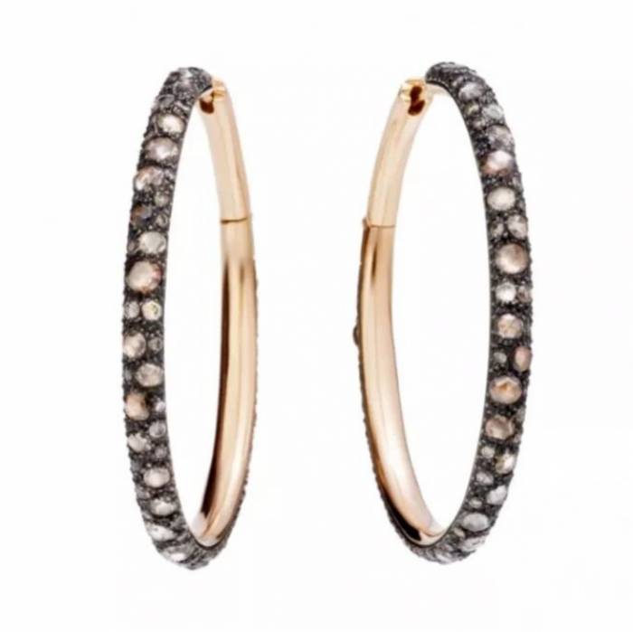 Earrings - Catene rings. 18K rose gold. Brown diamonds. Pomellato