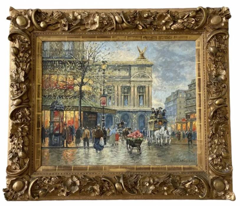 Картина Вечер на площади Оперы. Антуана Бланшара (Франция: 1910–1988)