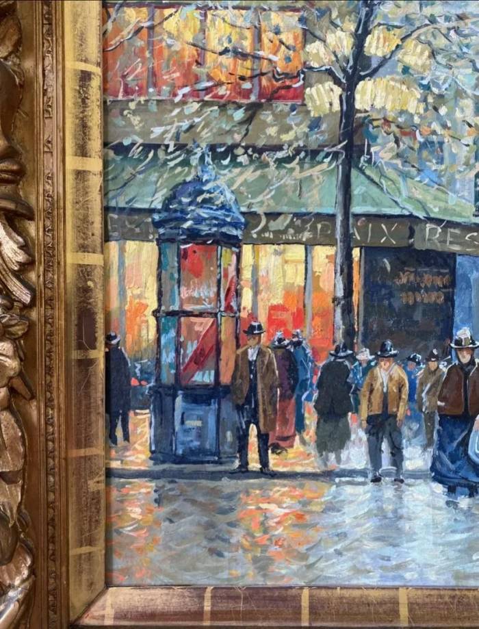 Soiree Peinture sur la Place de l`Opera. Antoine Blanchard (France : 1910-1988) 