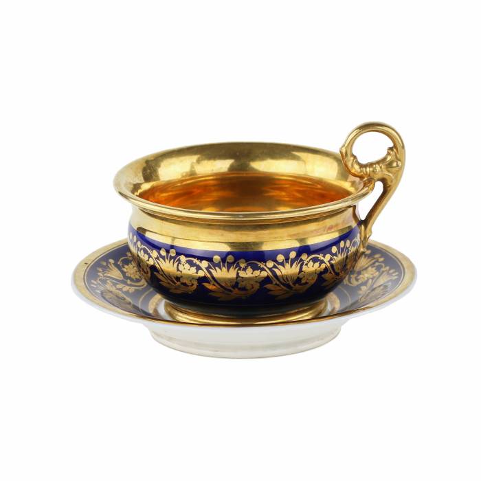 Cobalt cup with saucer. France. 19th century. 