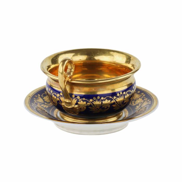 Cobalt cup with saucer. France. 19th century. 