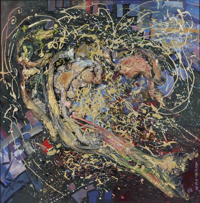 Абстрактная композиция Галактика от рижского художника Игоря Леонтьева. 1988 год.