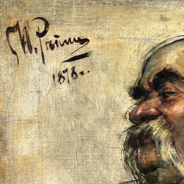 C`est-à-dire Repin. Etude de Taras Bulba pour le tableau - Cosaques écrivant une lettre au sultan turc. 1878 