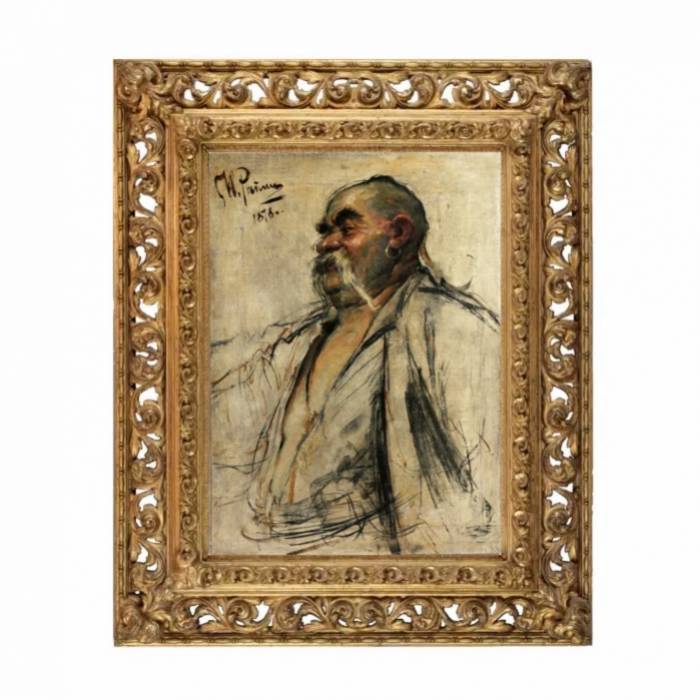I.E. Repins. Tarasa Bulbas etīde gleznai - kazaki raksta vēstuli Turcijas sultānam. 1878. gads 