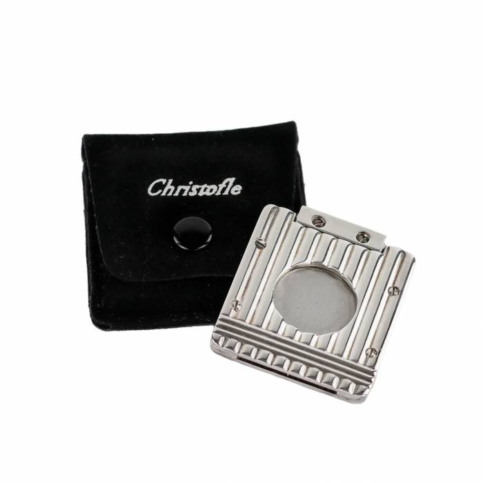 Christofle hand cigar cutter, in original box. 