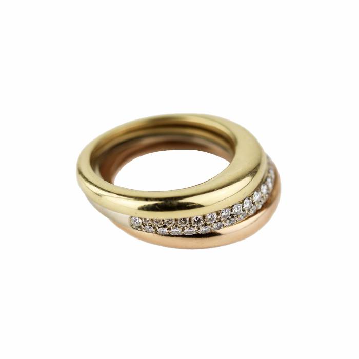 Золотое кольцо с бриллиантами Cartier Mobilis tricolor в оригинальном футляре.