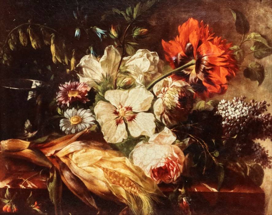 Nature morte aux fleurs. jacquelet, pulverisation - reproduction. 