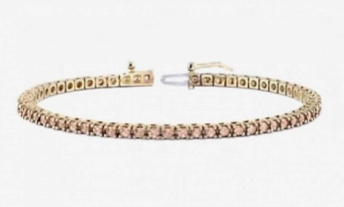 Bracelet tennis en or rose 18 carats avec diamants.