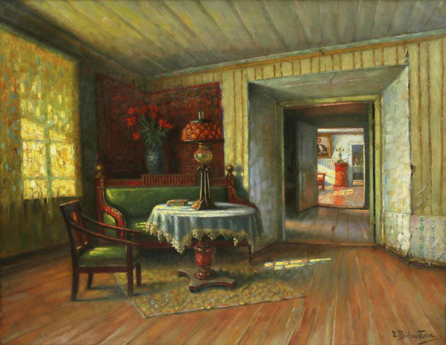 Glezna "Vecajā muižā”. Zigfrīds Aleksandrs Bīlenšteins. 
