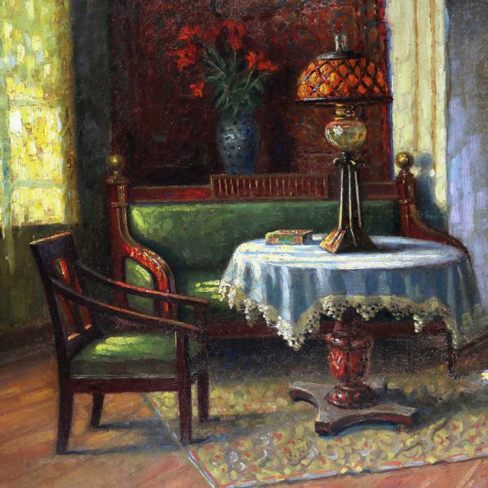 Painting "In the old manor”. Siegfried Alexander Bielenstein. 
