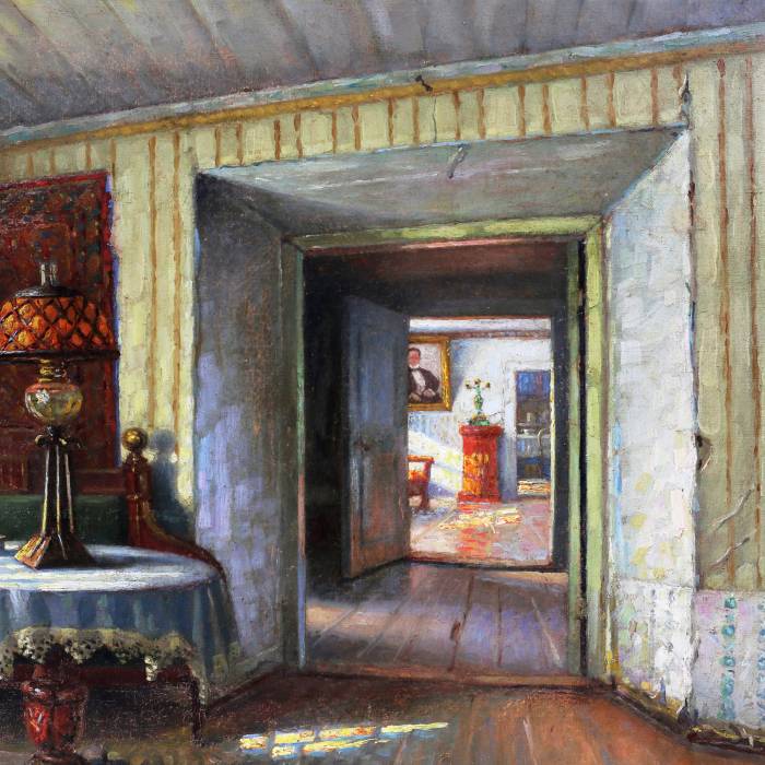 Painting "In the old manor”. Siegfried Alexander Bielenstein. 