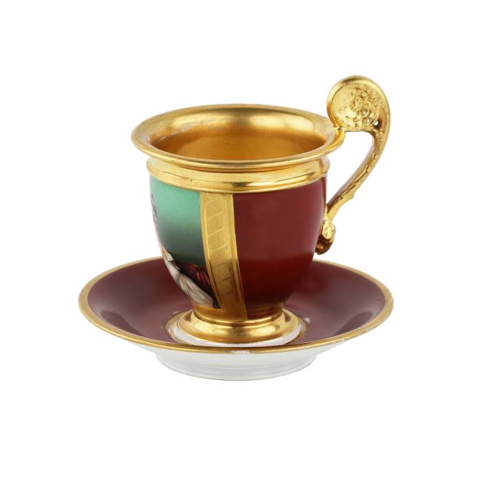 Porcelain cup with saucer. Popov factory. Russia 1811-33 