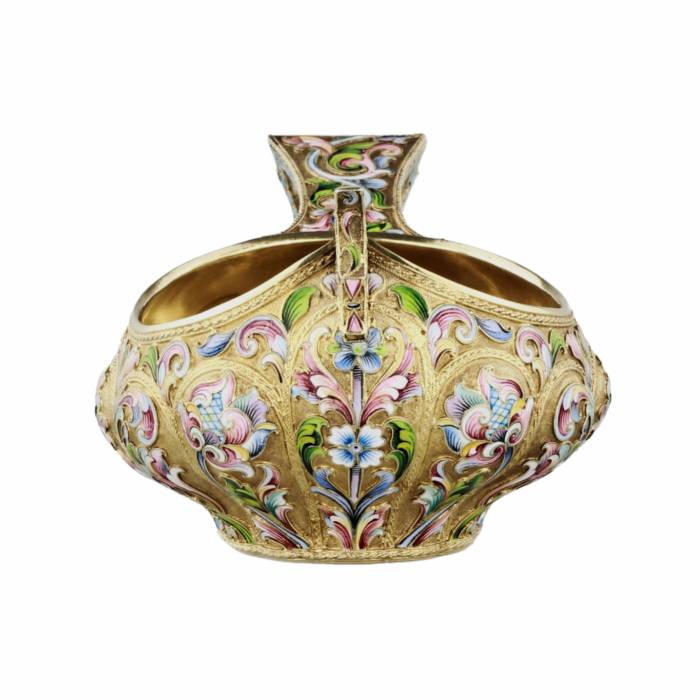 Russian silver Kovsh with enamels. Maria Semyonova. Moscow, early 20th century. 