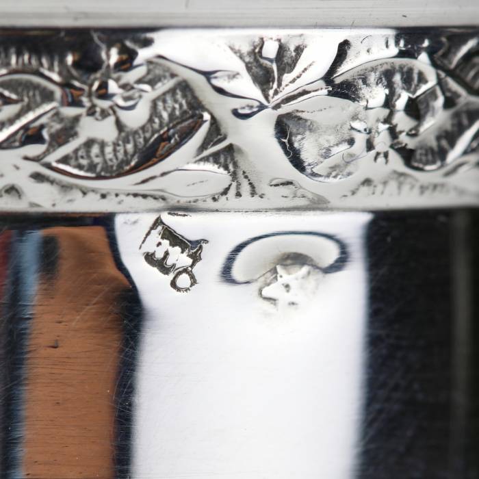 Пара хрустальных, грушевидной формы, графинов с серебряными горловинами. 20 век.