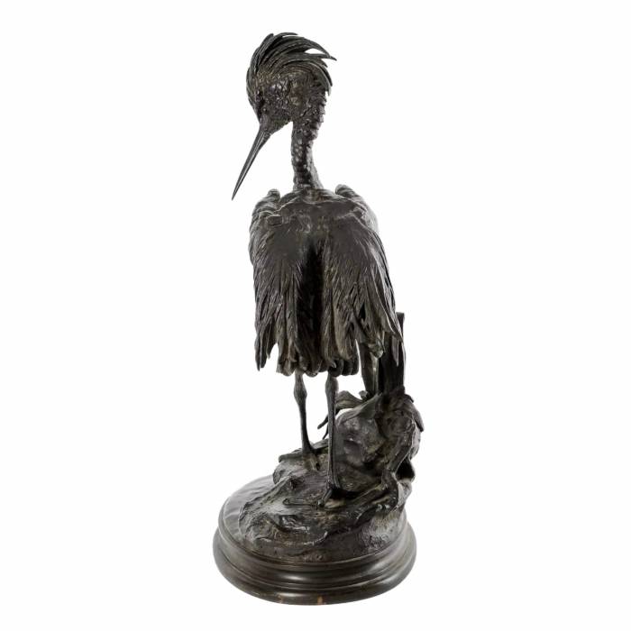 Bronze figure of a Heron. JULES MOIGNIEZ (1835-1894). 
