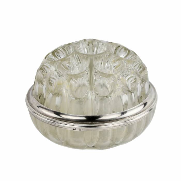 Стеклянная жардиньерка с серебренным ободом. Франция 20 век.