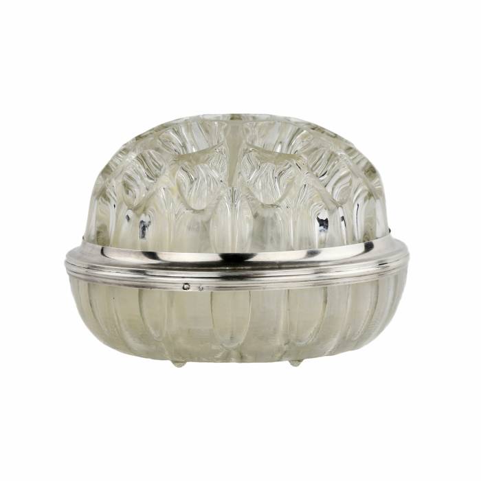 Стеклянная жардиньерка с серебренным ободом. Франция 20 век.