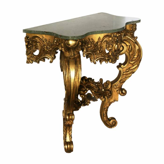 Wooden, gilded console of the 19th century. 