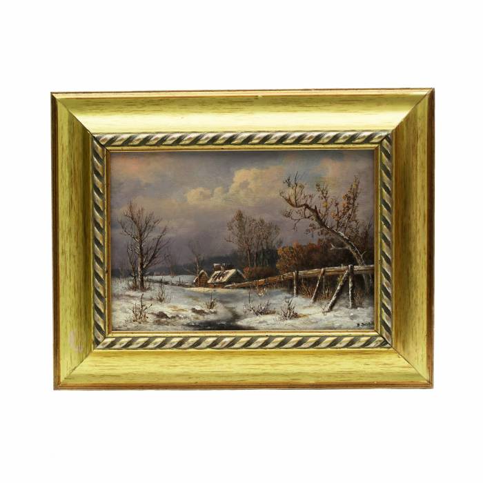 Ekhorst Vasily Efimovich (1831-1901, Saint-Petersbourg). Paysage d`hiver. Seconde moitie du XIXe siècle. 