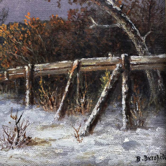 Ekhorst Vasily Efimovich (1831-1901, Saint-Petersbourg). Paysage d`hiver. Seconde moitie du XIXe siècle. 