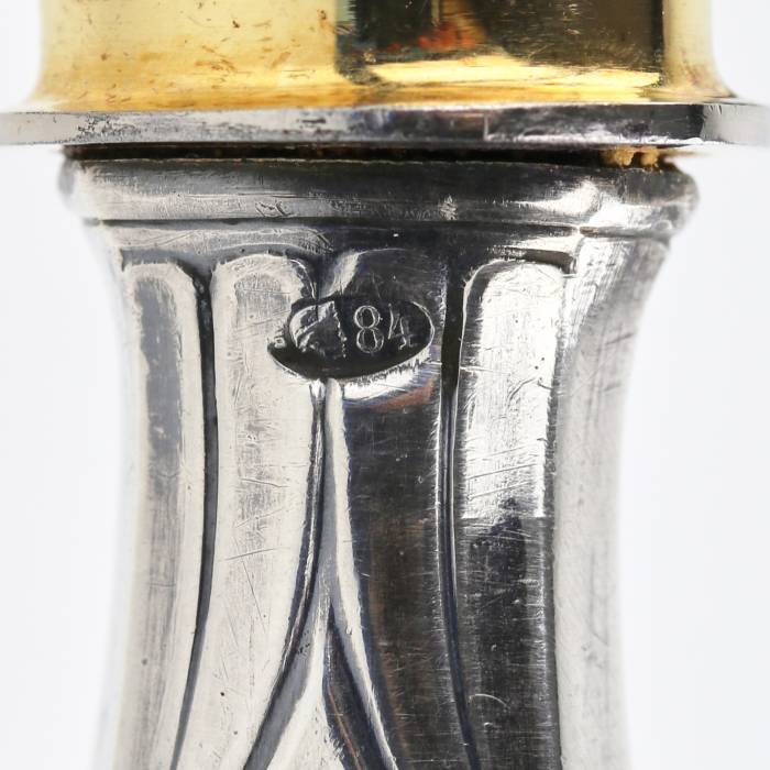 Серебряный, сервировочный набор: вилка и нож в собственном футляре. Рига 1908 -1917 года. 