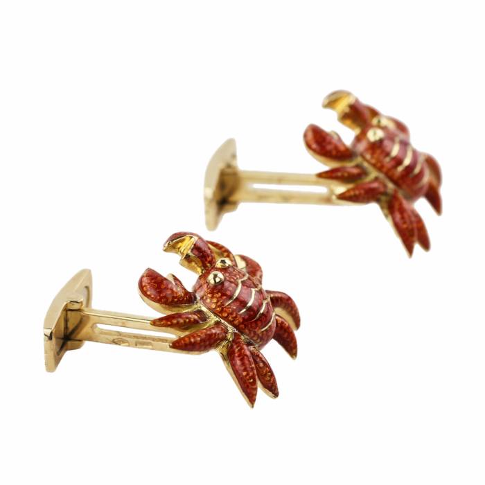 Gold cufflinks with enamel Italian work Crabs. 