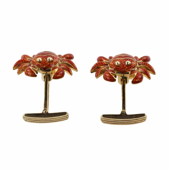 Gold cufflinks with enamel Italian work Crabs. 