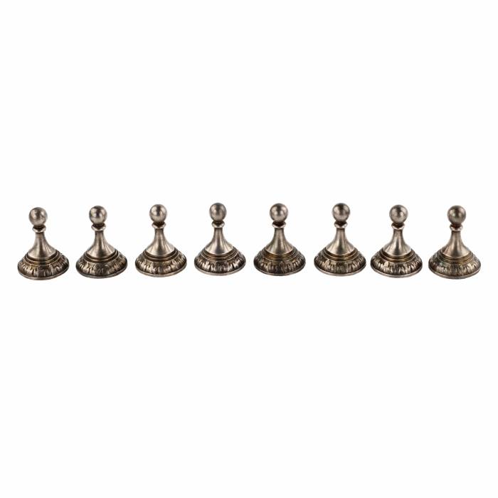 Старинные шахматы ручной работы из немецкого, позолоченного серебра 800 пробы. Около 1900-е годы.