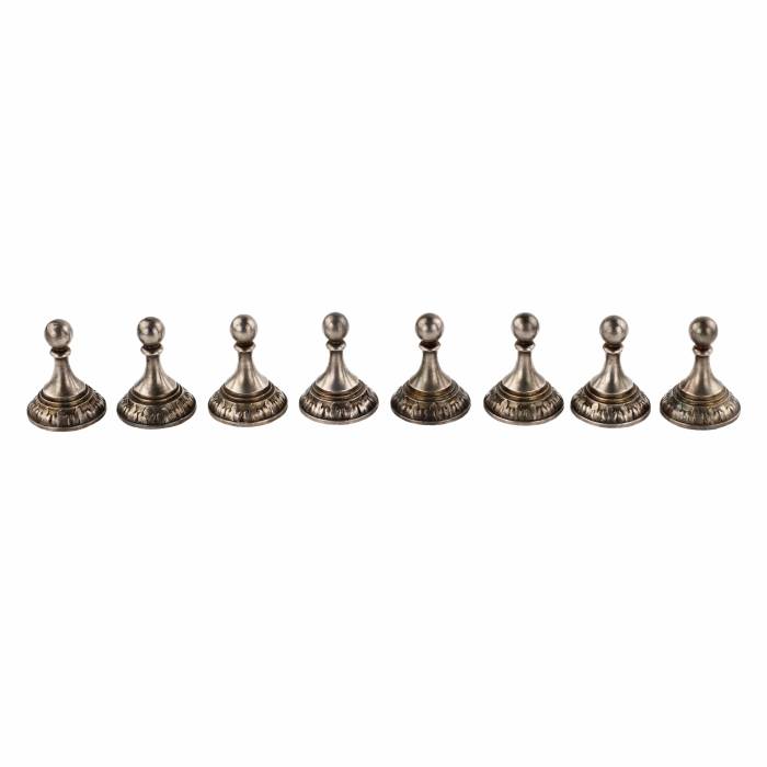 Échecs antiques faits à la main en argent 800 allemand, dore. Vers les annees 1900. 