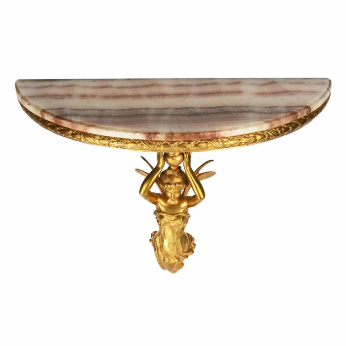 Paire de consoles en bronze doré à écorce ailée, dans le goût de Napoléon III. 19ème siècle. 